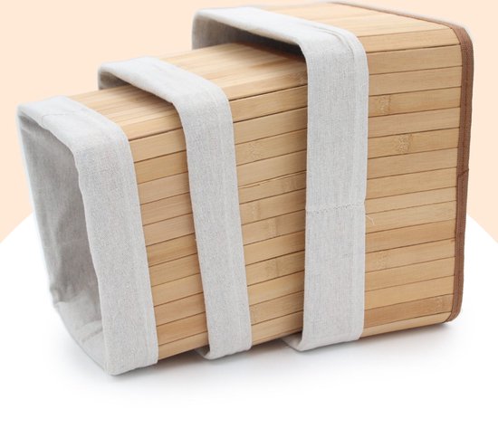 3 Panier de Rangement en Bambou avec Doublure en Tissu