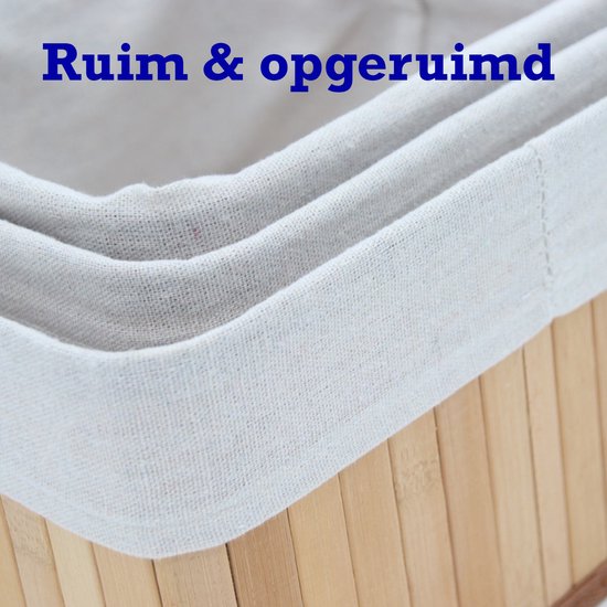 3 Panier de Rangement en Bambou avec Doublure en Tissu