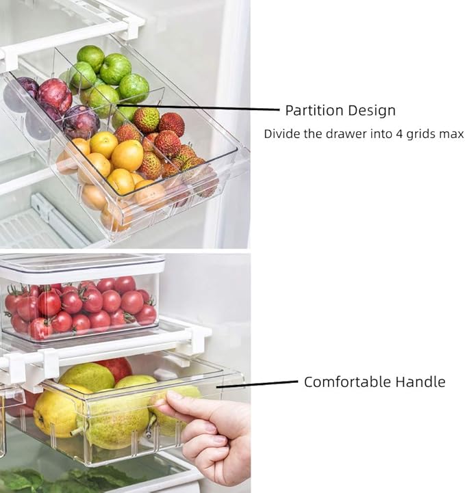 2 Tiroirs de Rangement Coulissants pour Réfrigérateur