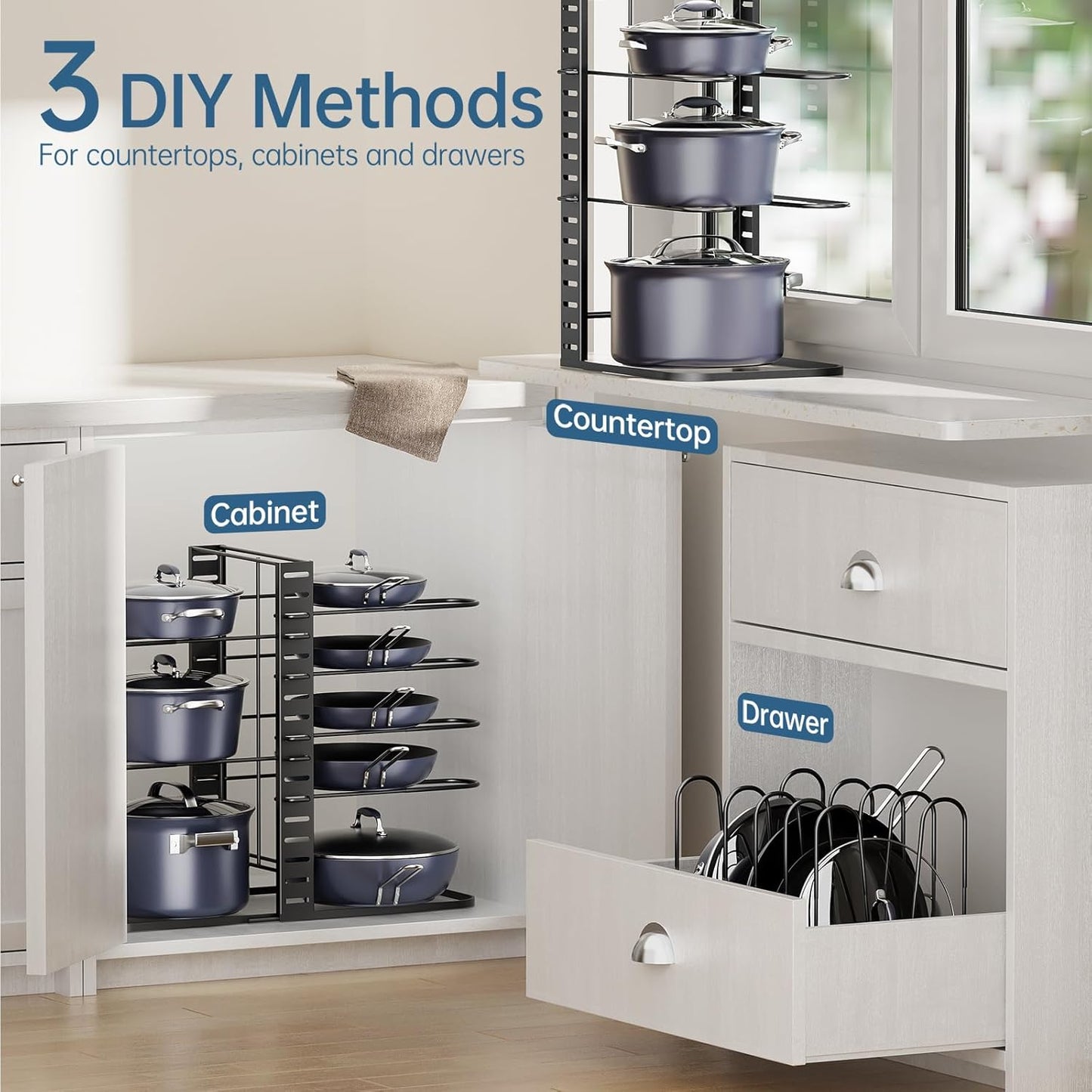 ORDORA® Organisateur de casseroles et poêles à 8 niveaux