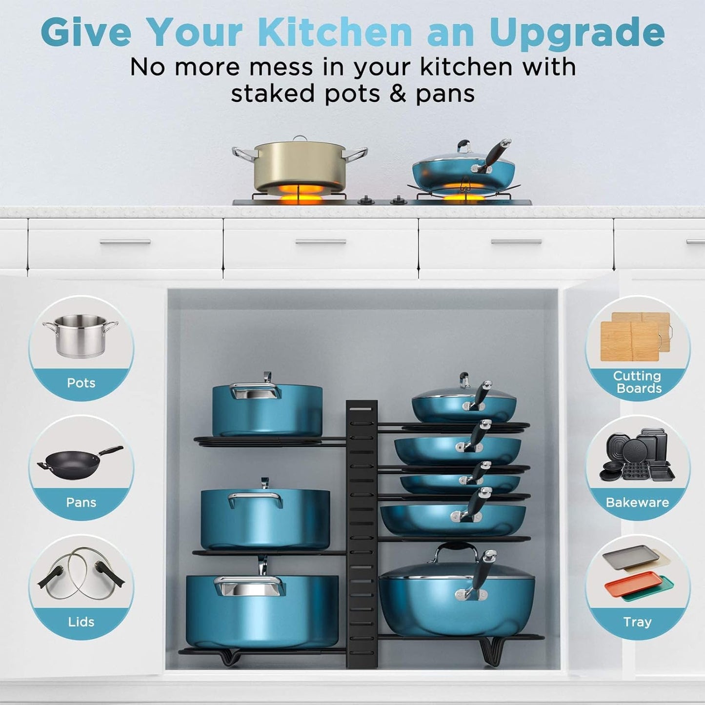 ORDORA® Organisateur de casseroles et poêles à 8 niveaux