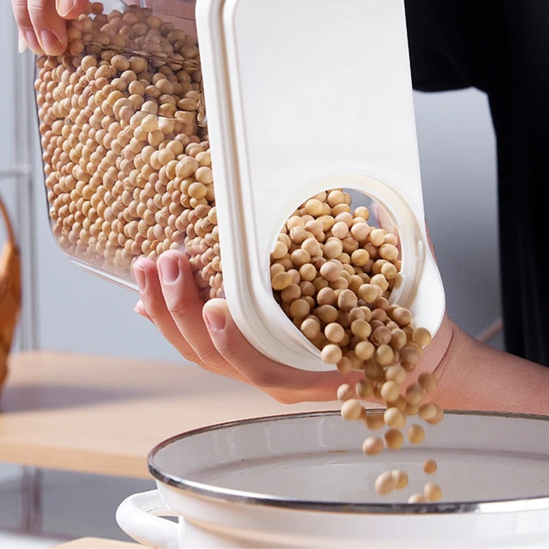 2 Grands pots de stockage des aliments en plastique avec tasse à mesurer