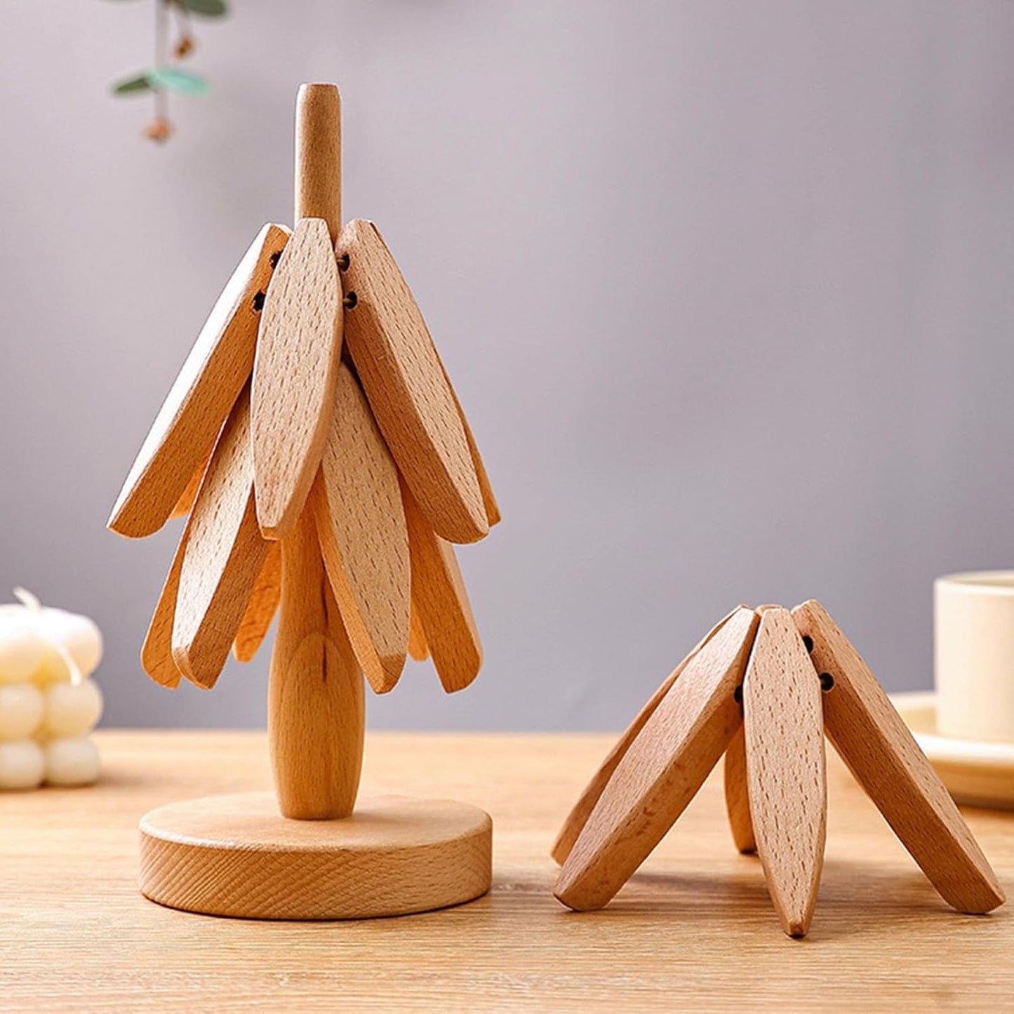 EcoSousVerre™ Dessous de verre en forme d'arbre en bois
