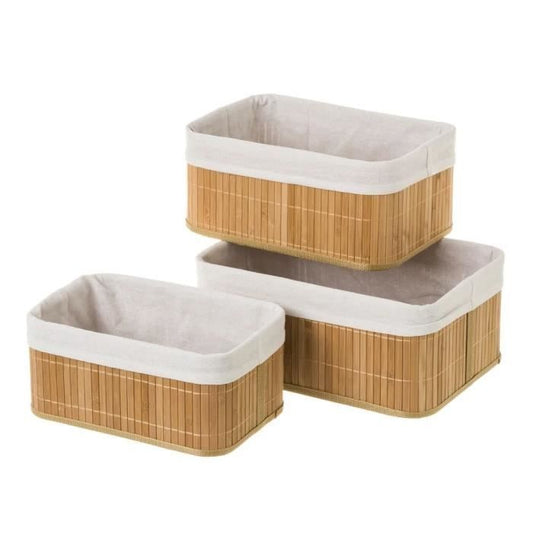 Cflagrant® Lot de 3 Boites/Paniers de Rangement en Bambou intérieur en Tissus