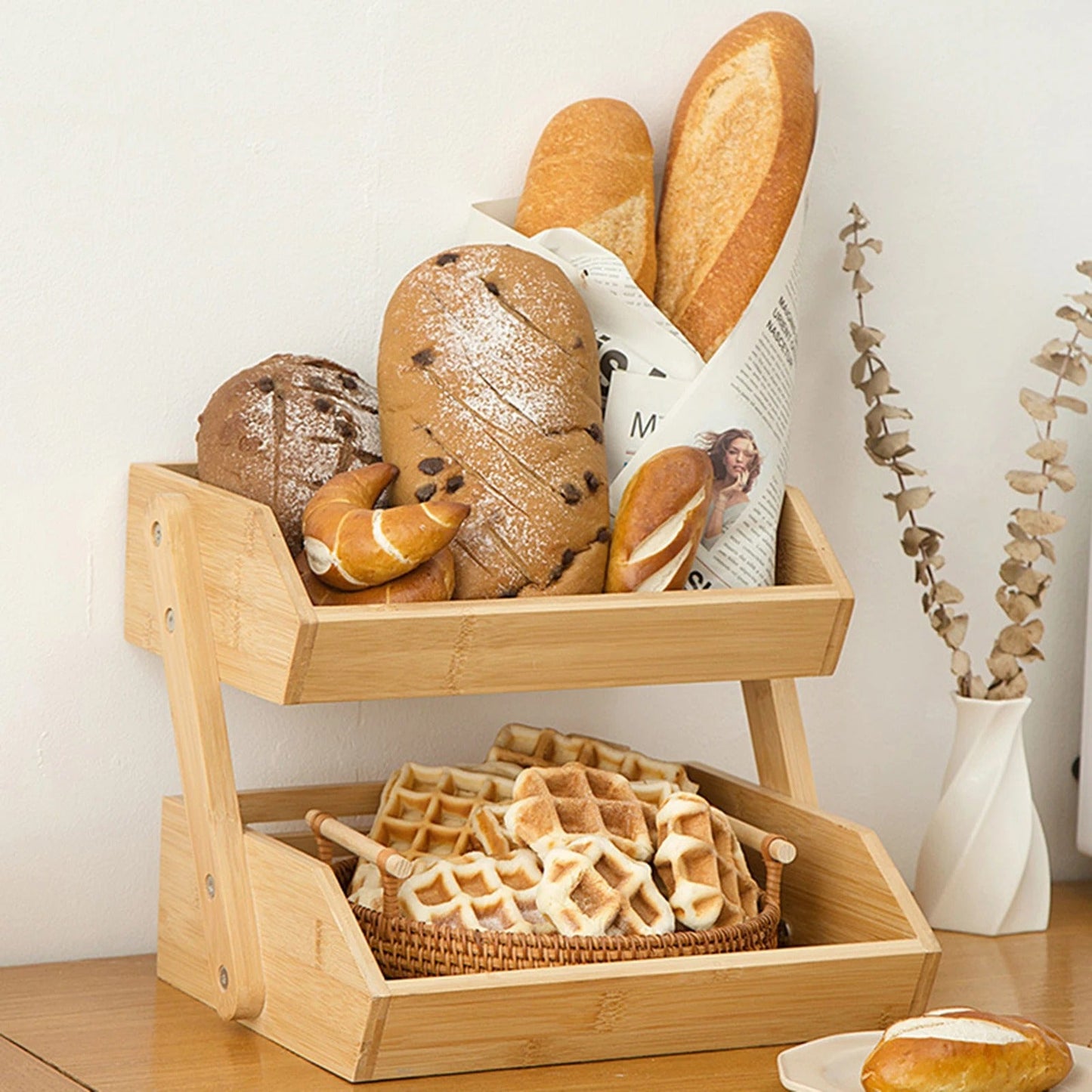 EcoRangement™ Mir de rangement en bois à 2 niveaux